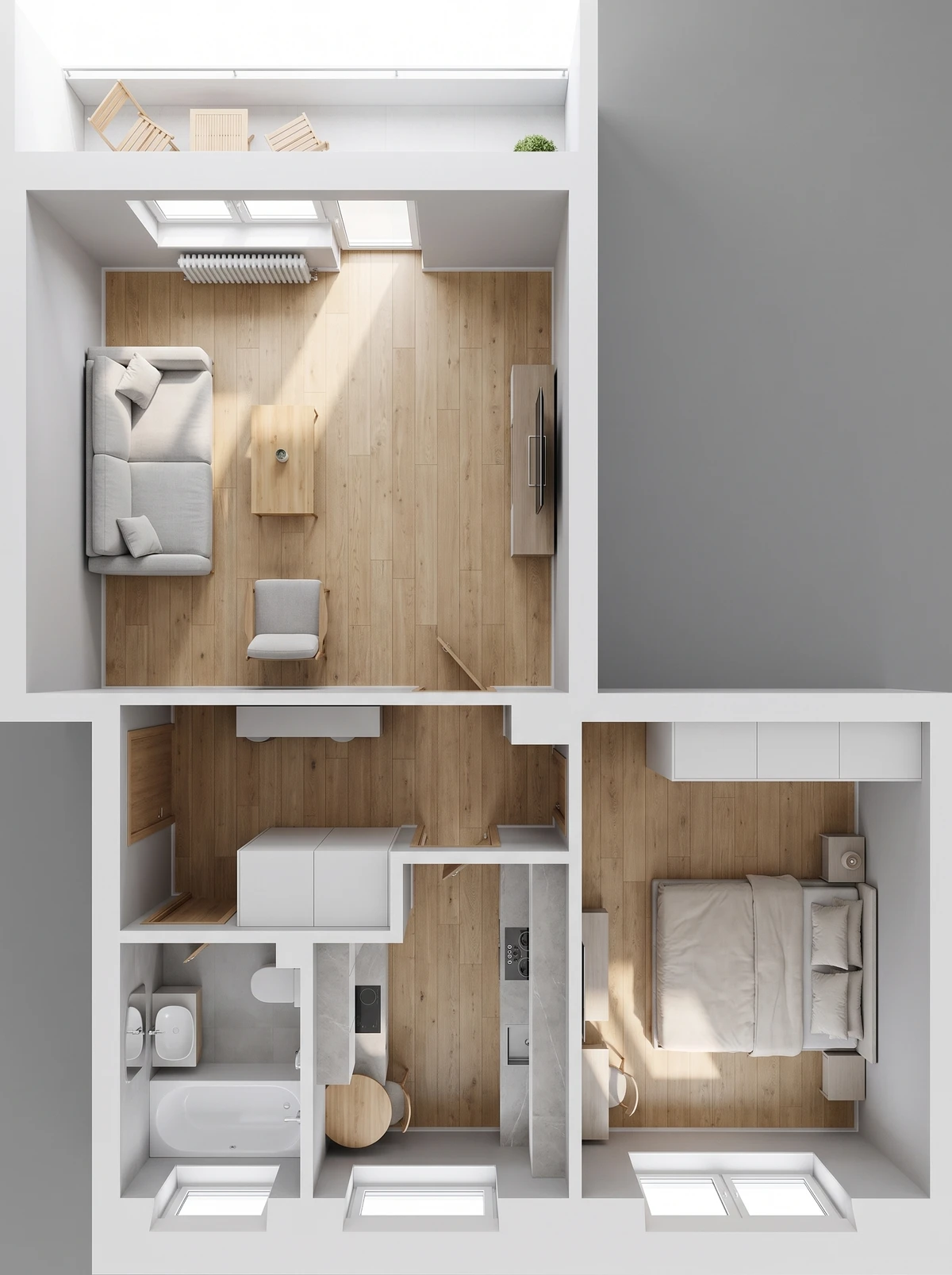 Дизайн интерьера в стиле Минимализм — Гостиная от нейросети RoomGPT
