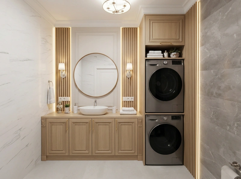 Дизайн ванной в стиле Неоклассика — фото интерьера от нейросети RoomGPT