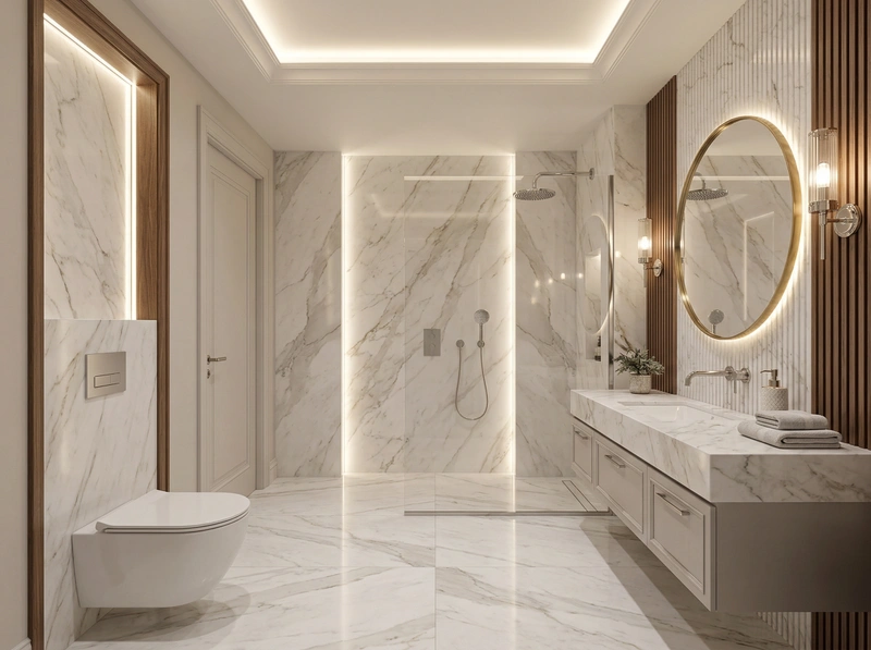 Дизайн ванной в стиле Неоклассика — фото интерьера от нейросети RoomGPT