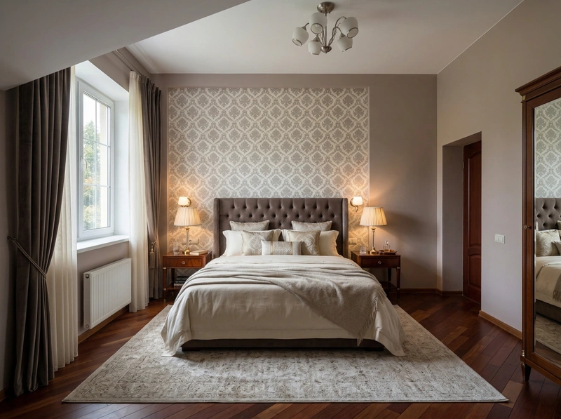 Дизайн спальни в стиле Классика — фото интерьера от нейросети RoomGPT