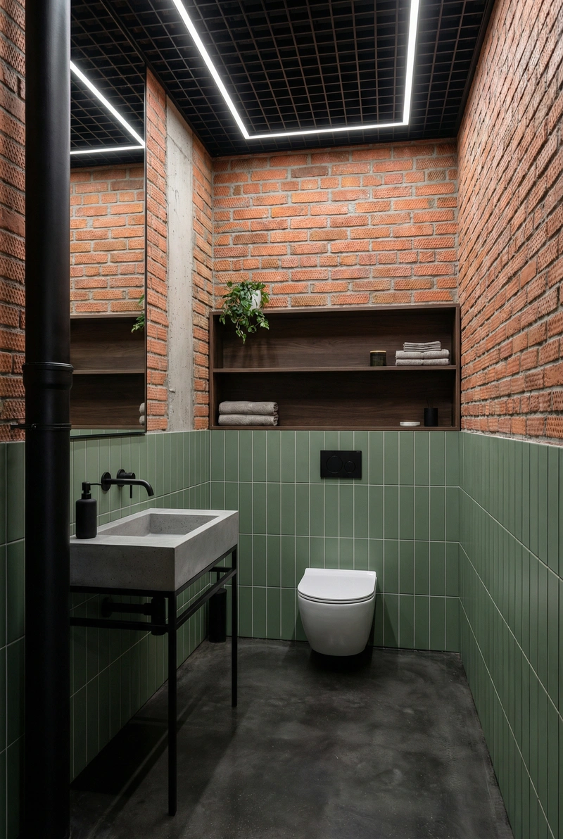 Дизайн интерьера в стиле Лофт — Ванная от нейросети RoomGPT