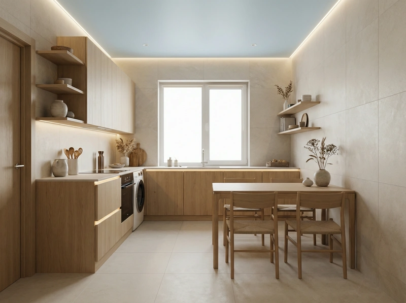 Дизайн кухни в стиле Japandi — фото интерьера от нейросети RoomGPT