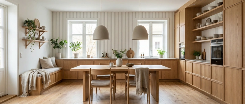 Дизайн интерьера в стиле Хюгге — Кухня от нейросети RoomGPT