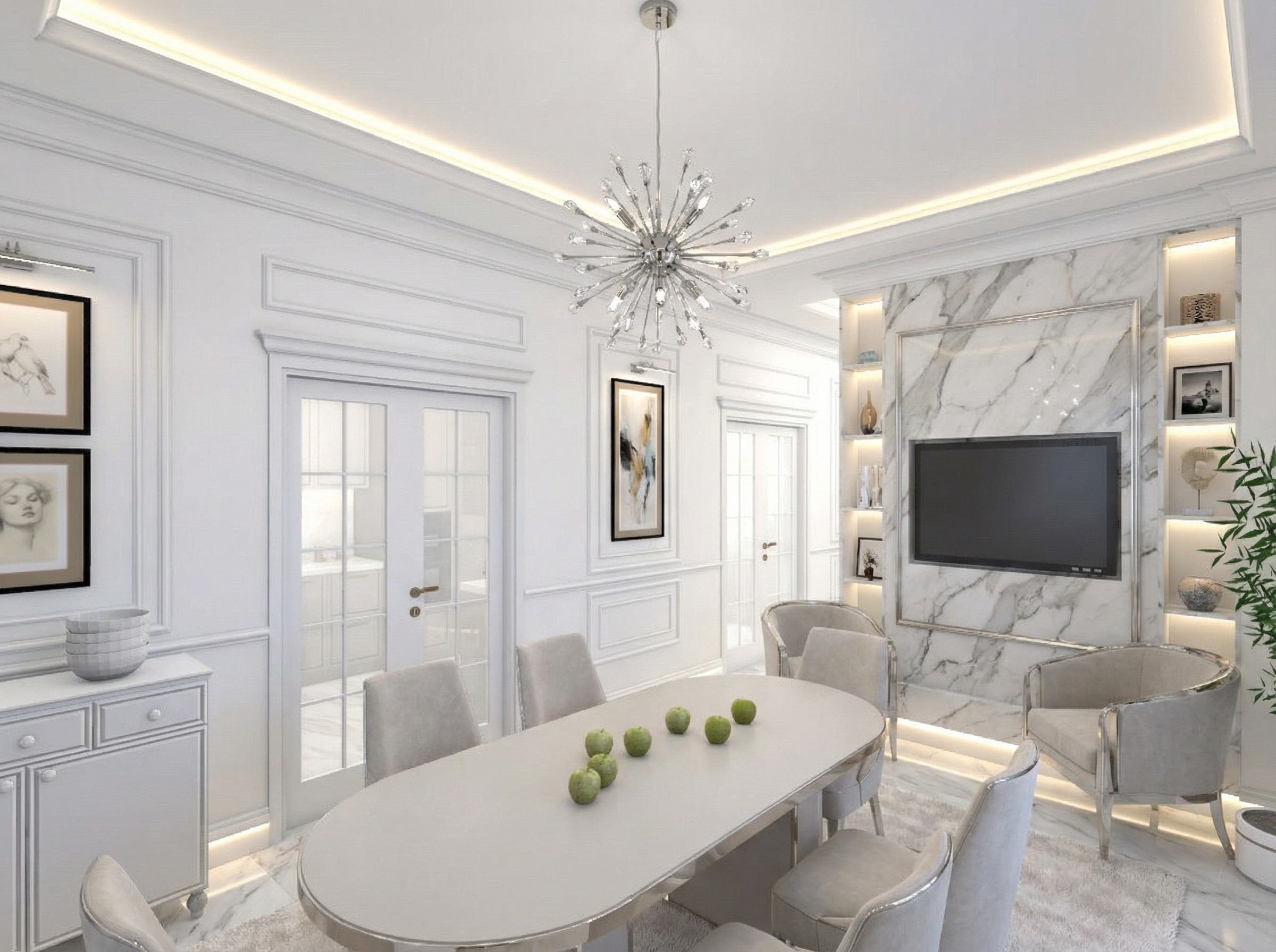 Дизайн гостиной в стиле Классика — фото интерьера от нейросети RoomGPT