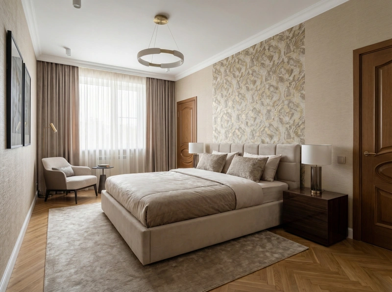 Дизайн интерьера в стиле Контемпорари — Спальня от нейросети RoomGPT