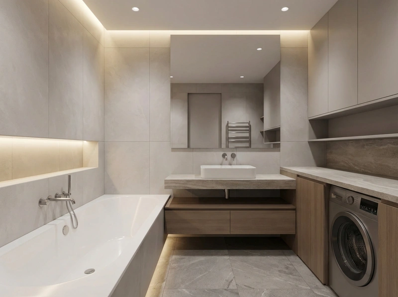 Дизайн интерьера в стиле Минимализм — Ванная от нейросети RoomGPT