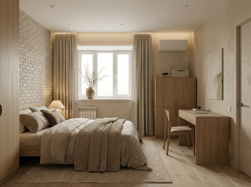 Дизайн спальни в стиле Japandi — фото интерьера от нейросети RoomGPT