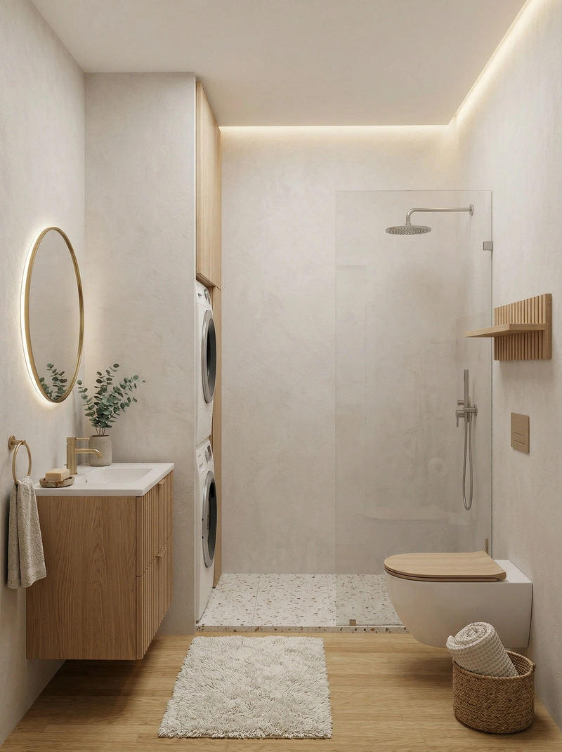 Дизайн ванной в стиле Хюгге — фото интерьера от нейросети RoomGPT