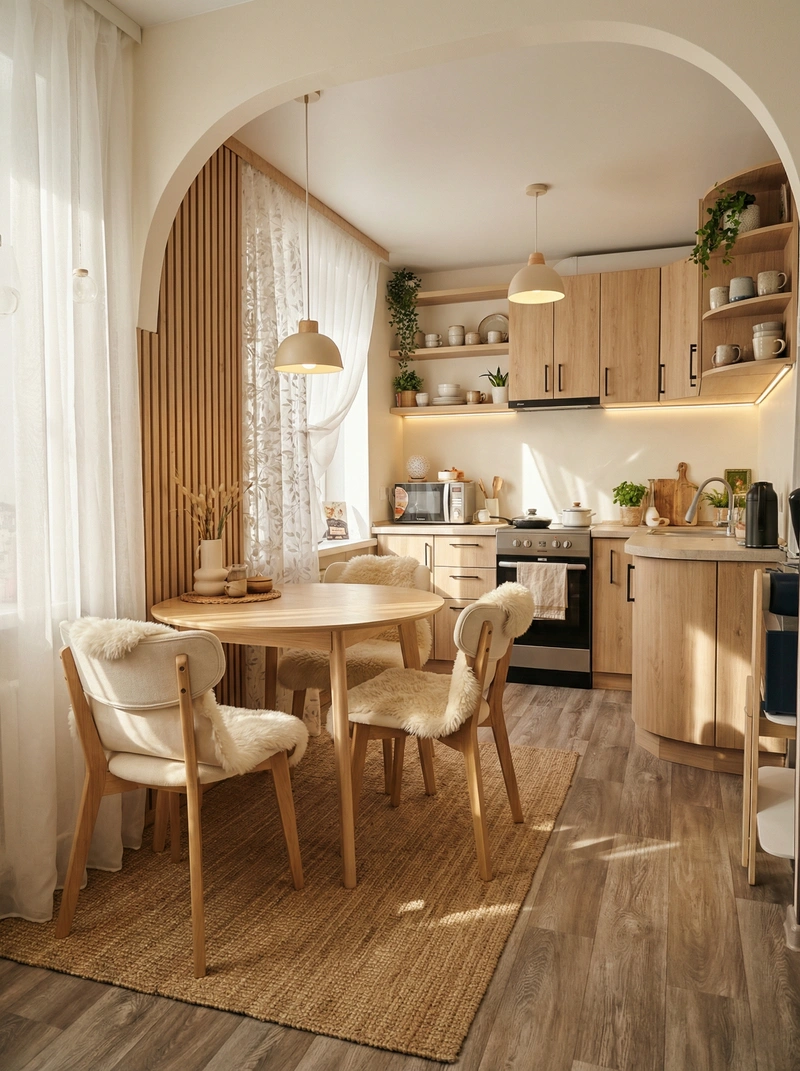 Дизайн интерьера в стиле Хюгге — Кухня от нейросети RoomGPT