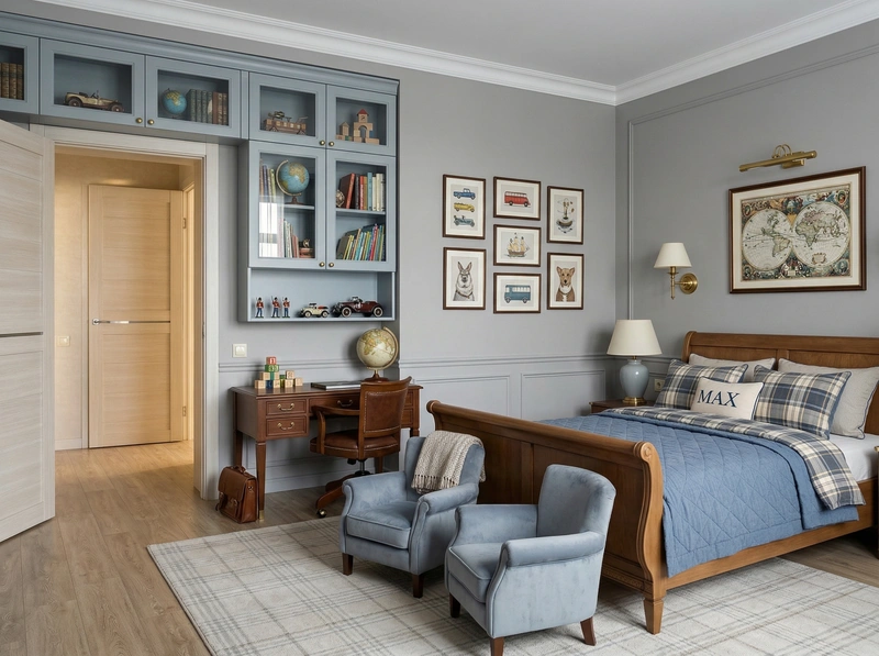 Дизайн детской в стиле Классика — фото интерьера от нейросети RoomGPT