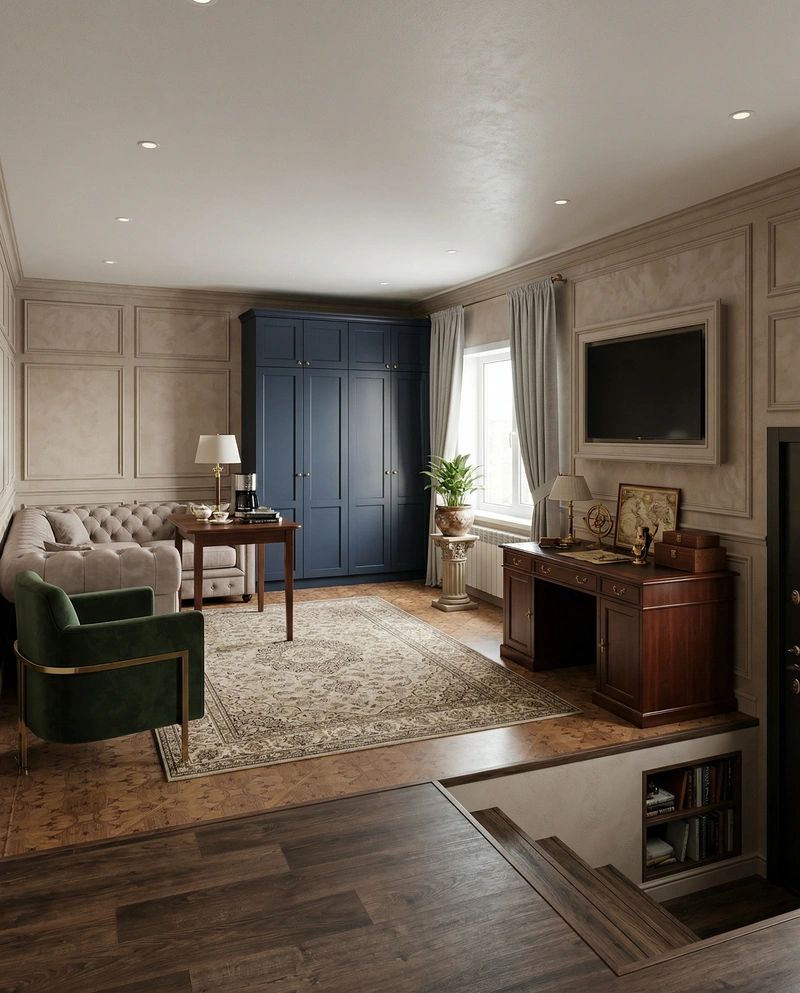 Дизайн интерьера в стиле Классика — Гостиная от нейросети RoomGPT