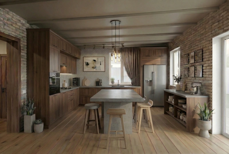 Дизайн кухни в стиле Лофт — фото интерьера от нейросети RoomGPT