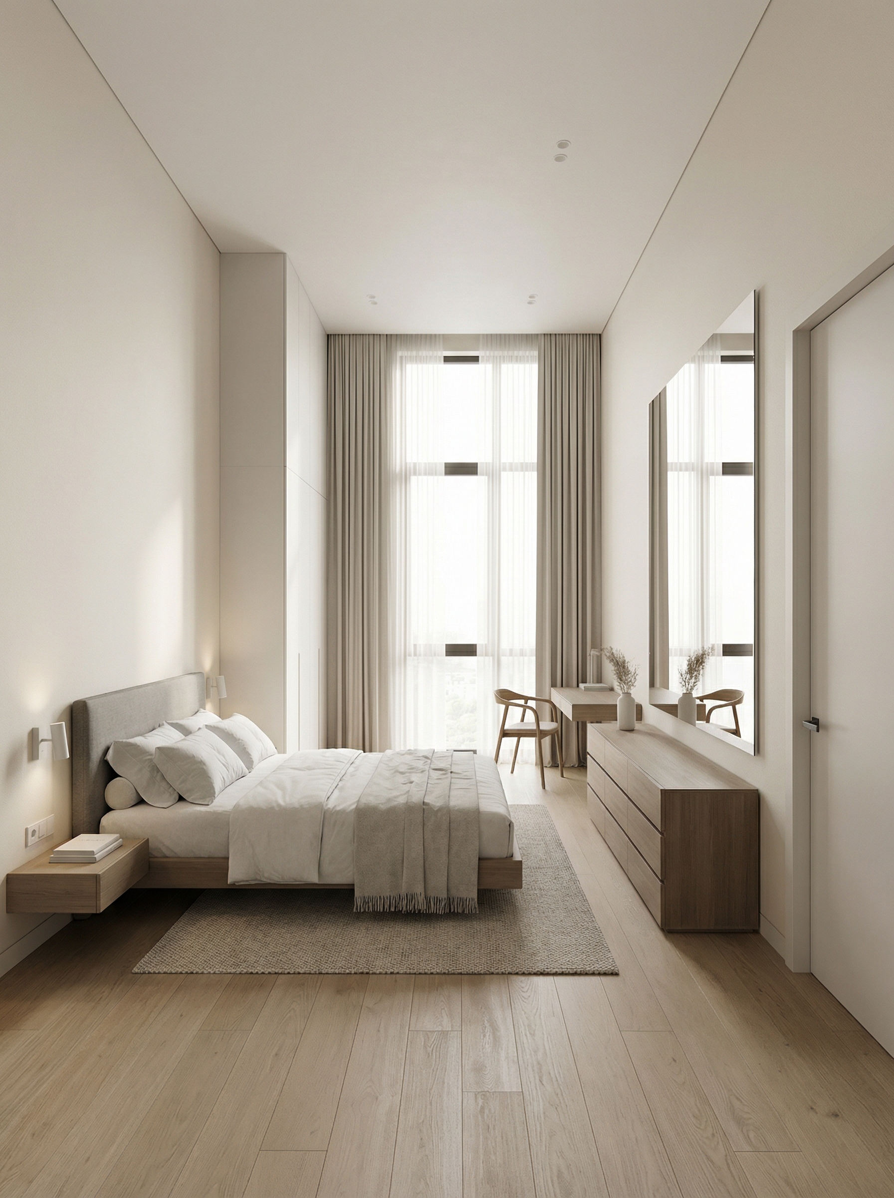 Дизайн спальни в стиле Минимализм — фото интерьера от нейросети RoomGPT