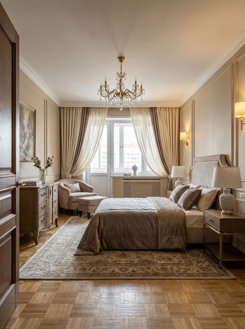 Дизайн интерьера в стиле Классика — Спальня от нейросети RoomGPT