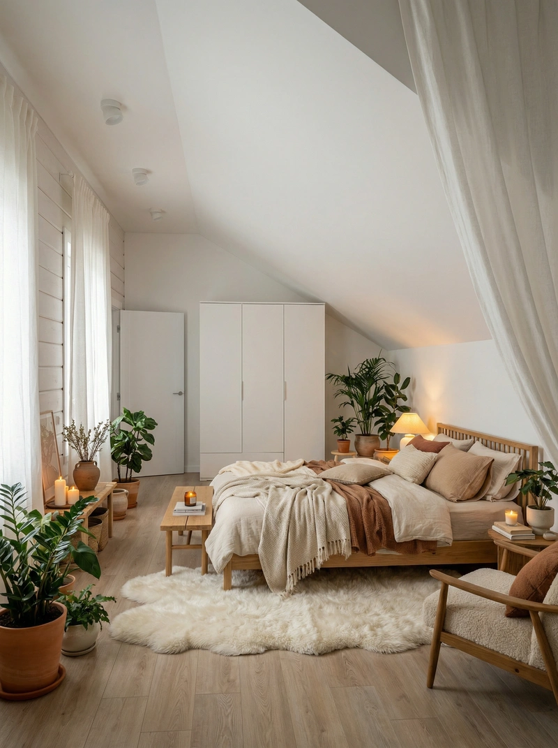 Дизайн интерьера в стиле Хюгге — Спальня от нейросети RoomGPT