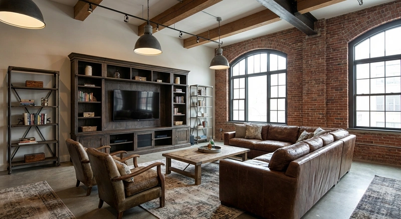 Дизайн интерьера в стиле Лофт — Гостиная от нейросети RoomGPT