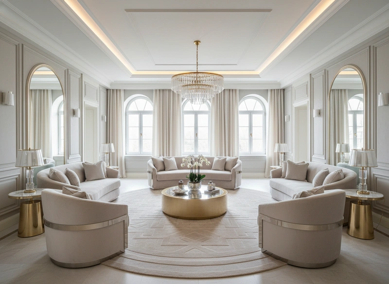 Дизайн интерьера в стиле Неоклассика — Гостиная от нейросети RoomGPT