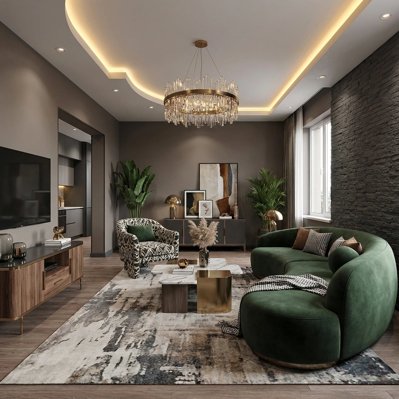 Дизайн гостиной в стиле Эклектика — фото интерьера от нейросети RoomGPT