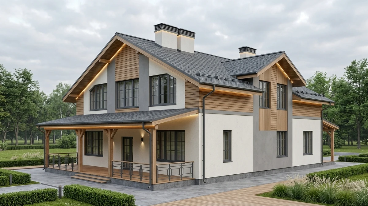 Дизайн фасада в стиле Классика — Фасад от нейросети RoomGPT