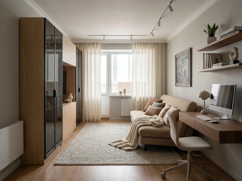 Дизайн интерьера в стиле Минимализм — Гостиная от нейросети RoomGPT