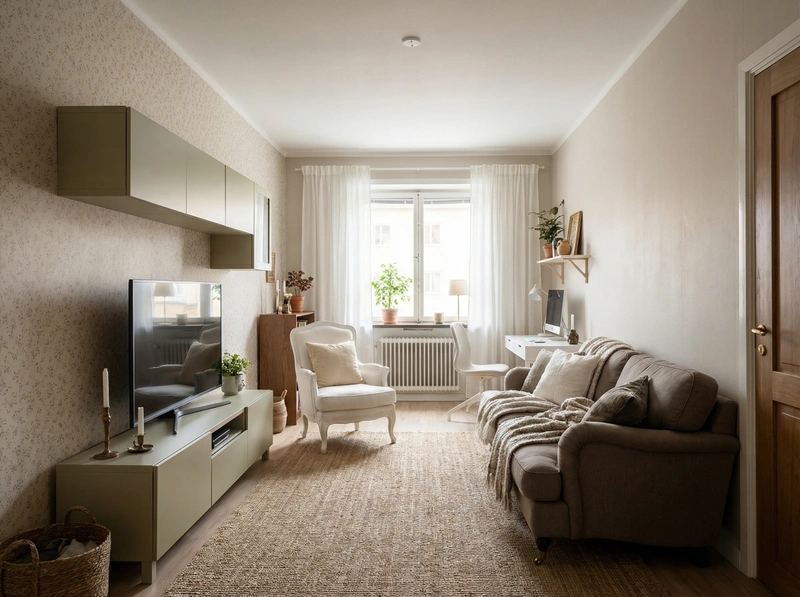 Дизайн интерьера в стиле Хюгге — Гостиная от нейросети RoomGPT