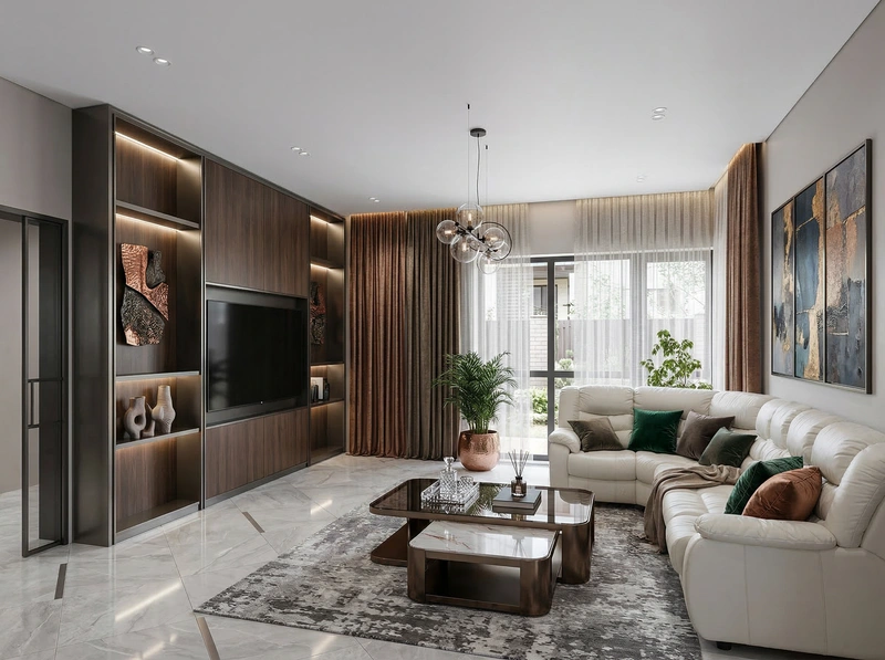 Дизайн гостиной в стиле Контемпорари — фото интерьера от нейросети RoomGPT