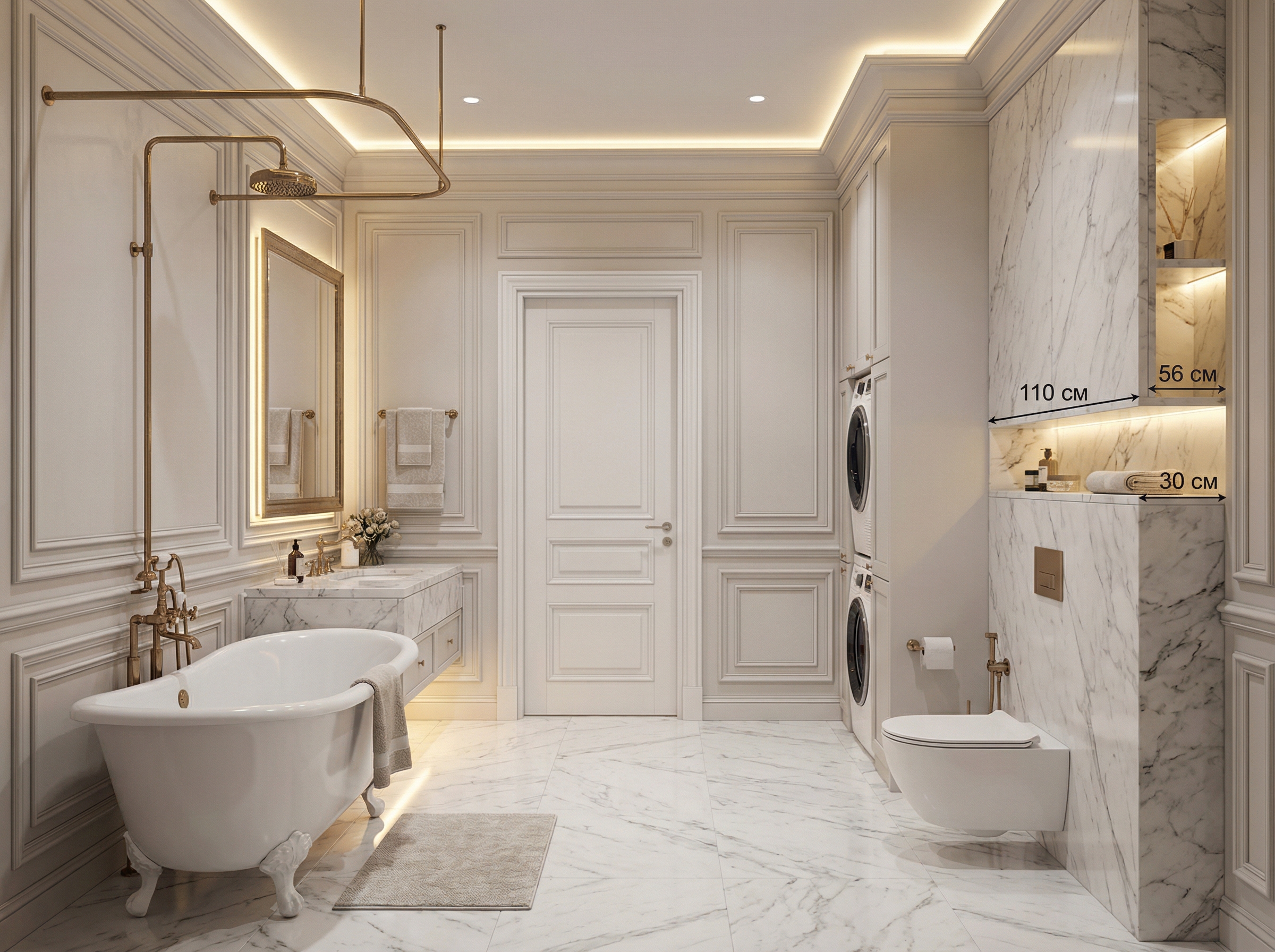 Дизайн ванной в стиле Классика — фото интерьера от нейросети RoomGPT