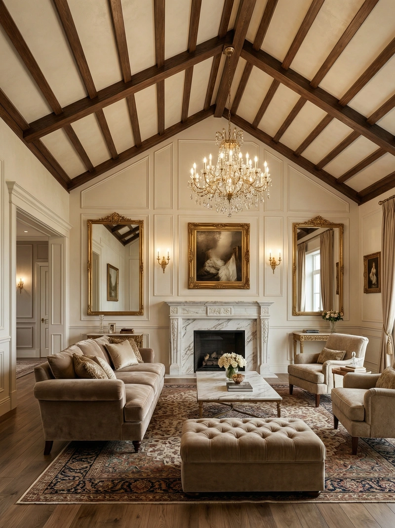 Дизайн интерьера в стиле Классика — Гостиная от нейросети RoomGPT