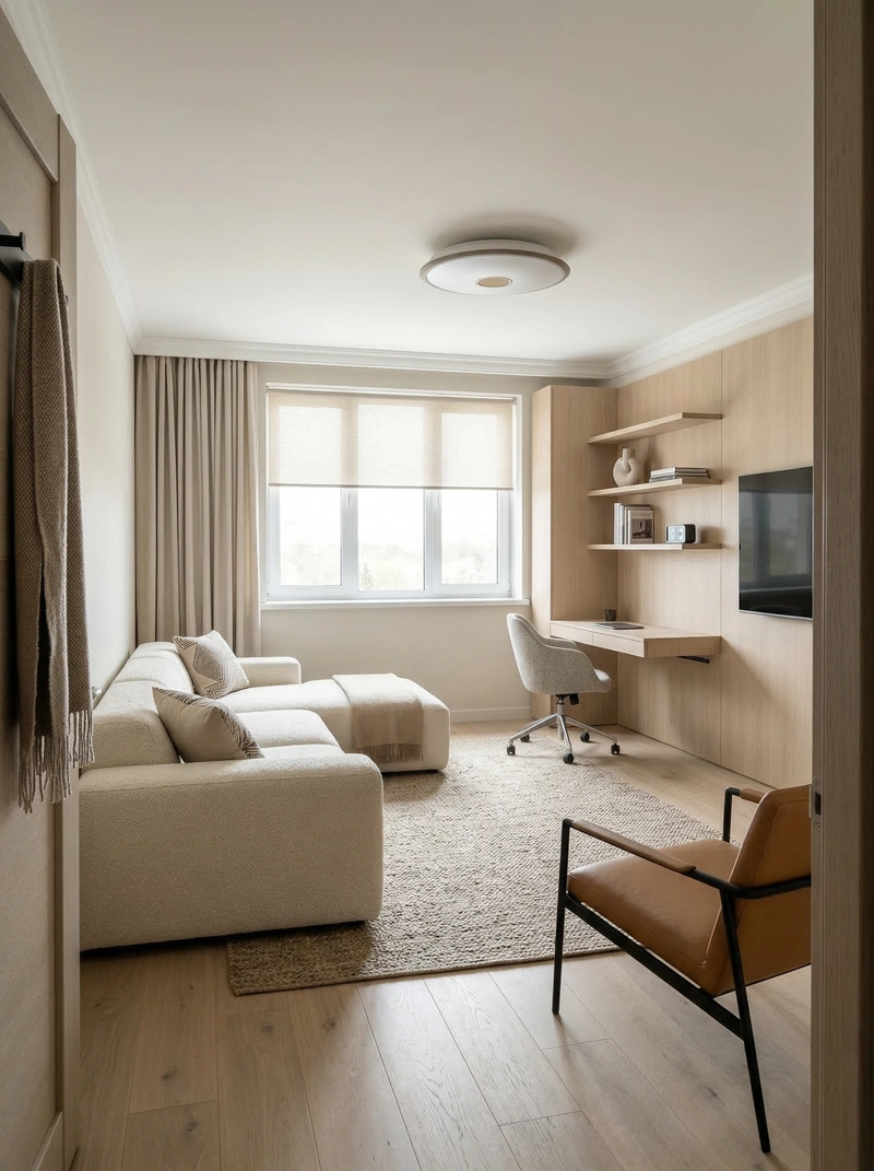 Дизайн интерьера в стиле Минимализм — Гостиная от нейросети RoomGPT