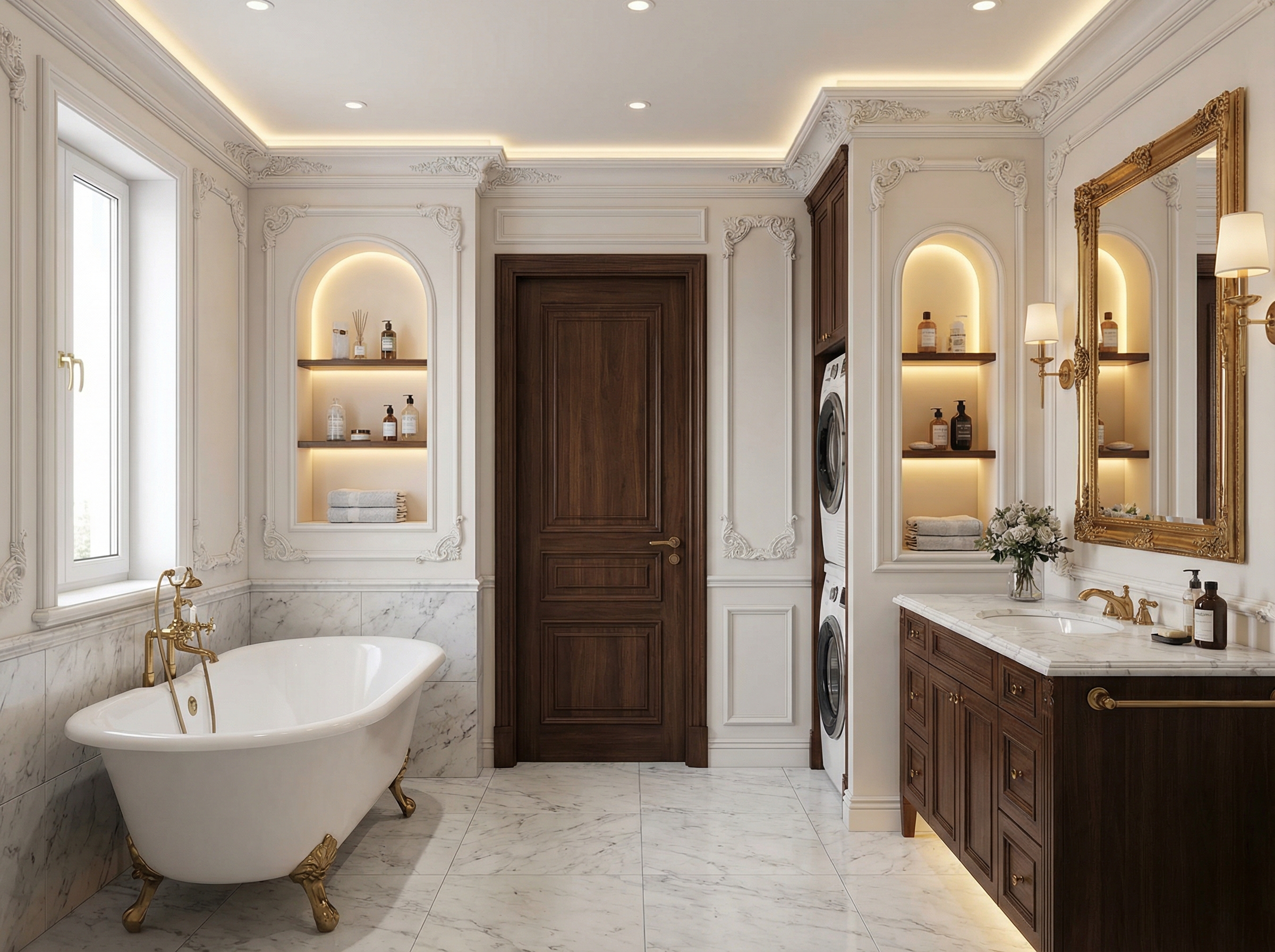 Дизайн ванной в стиле Классика — фото интерьера от нейросети RoomGPT