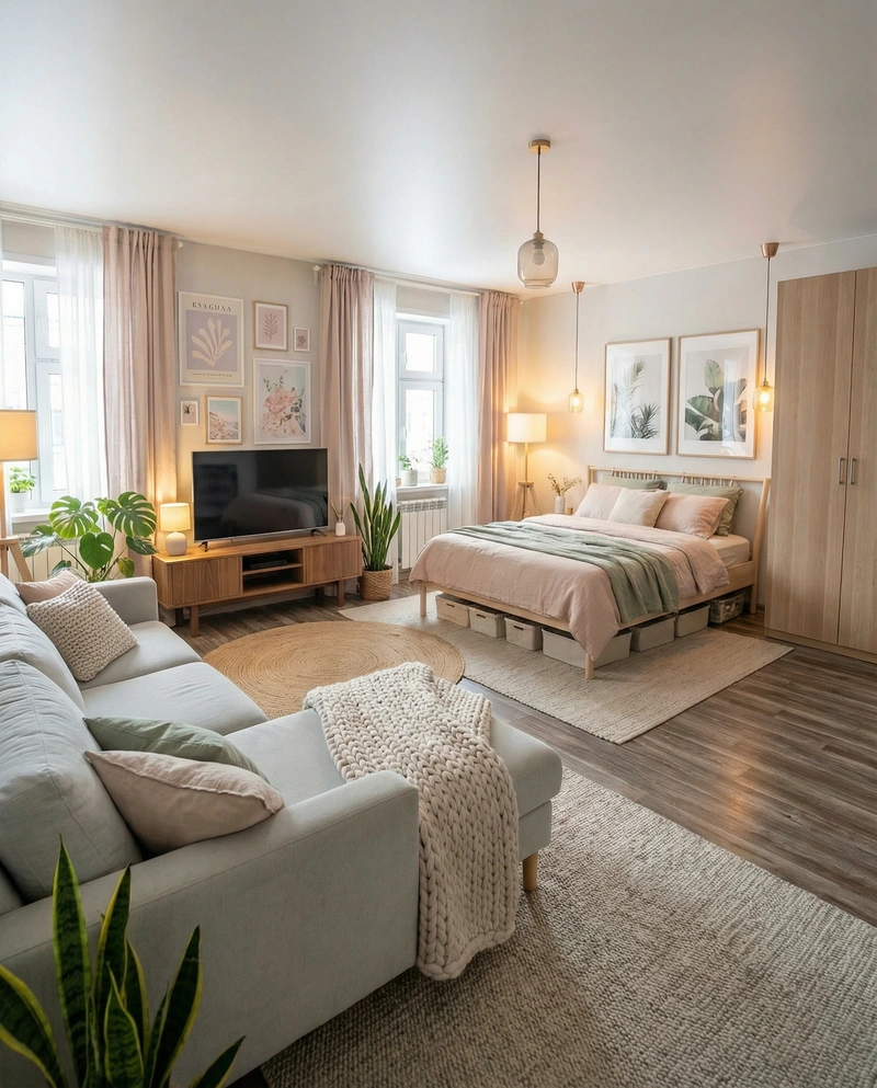 Дизайн интерьера в стиле Хюгге — Гостиная от нейросети RoomGPT