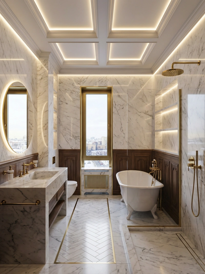 Дизайн интерьера в стиле Классика — Ванная от нейросети RoomGPT