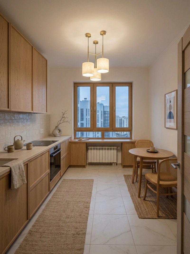 Дизайн кухни в стиле Japandi — фото интерьера от нейросети RoomGPT