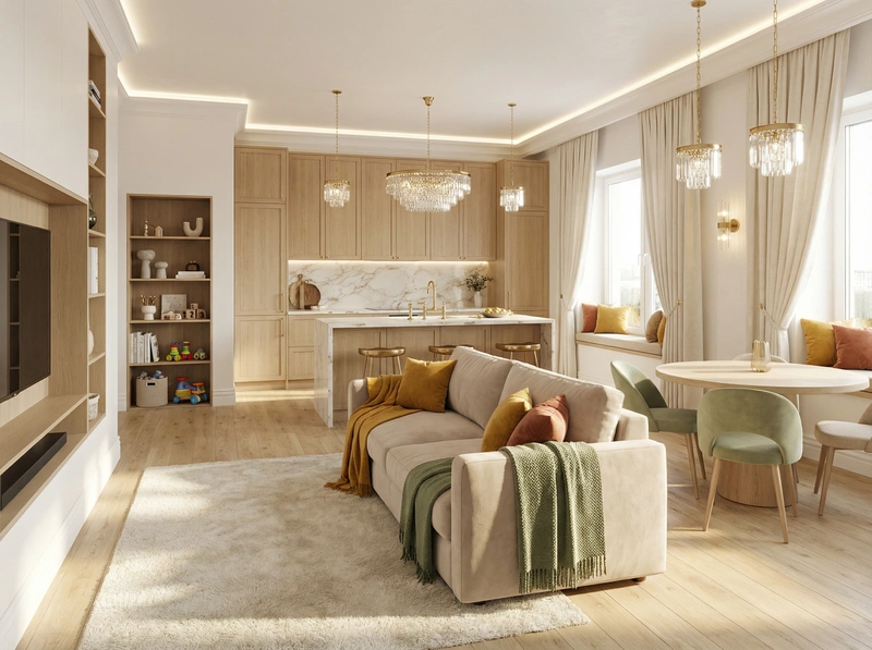 Дизайн интерьера в стиле Неоклассика — Кухня от нейросети RoomGPT