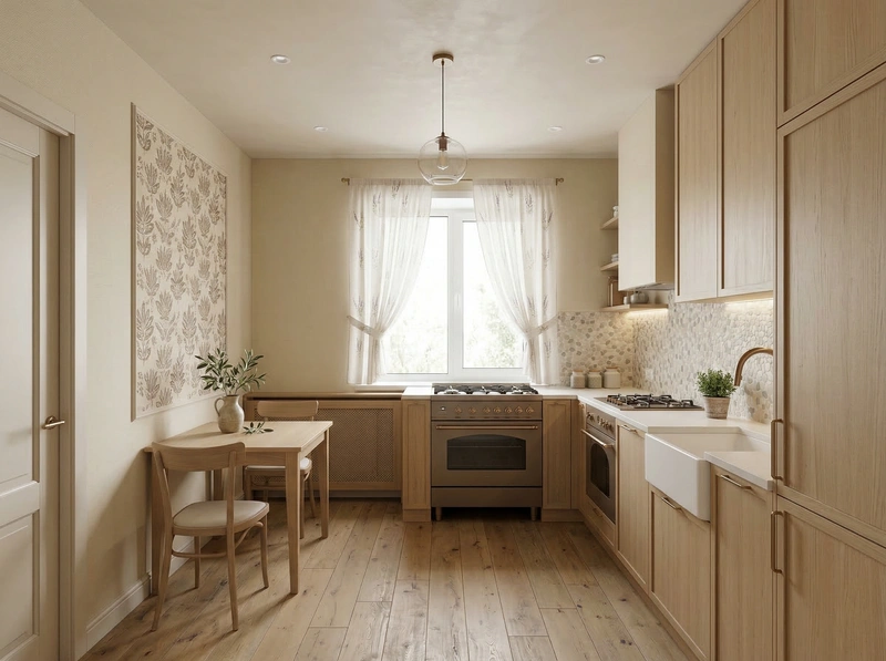 Дизайн кухни в стиле Сканди — фото интерьера от нейросети RoomGPT