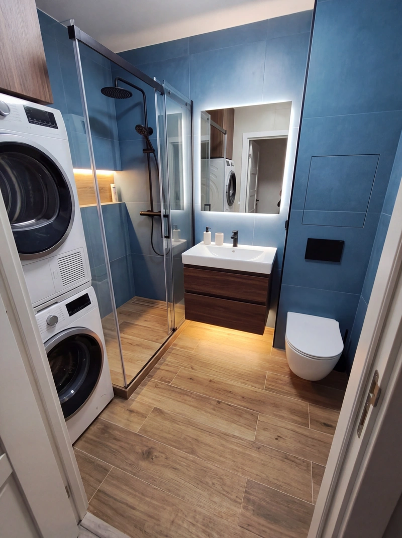 Дизайн ванной в стиле Контемпорари — фото интерьера от нейросети RoomGPT