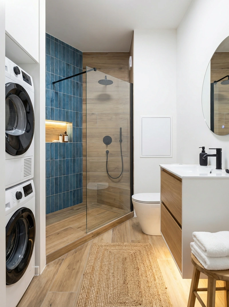 Дизайн ванной в стиле Сканди — фото интерьера от нейросети RoomGPT