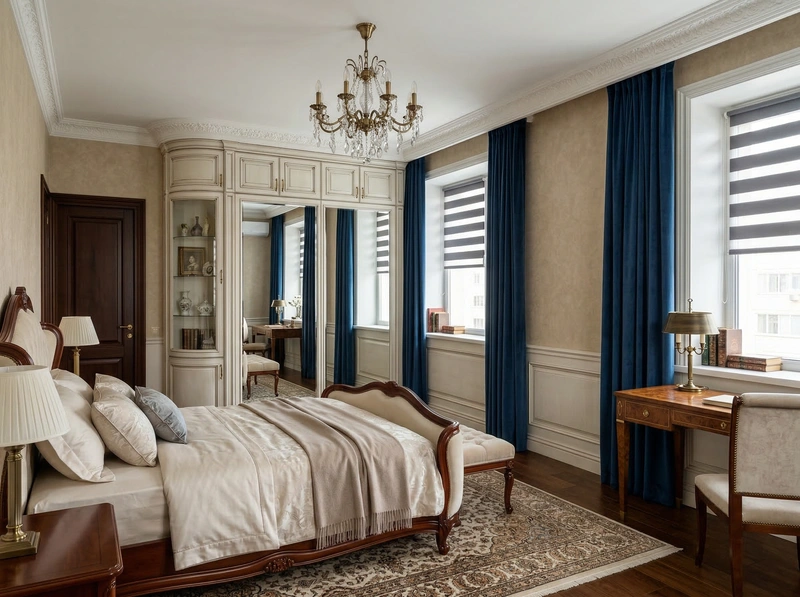 Дизайн спальни в стиле Классика — фото интерьера от нейросети RoomGPT