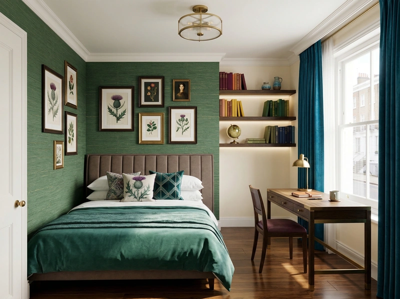 Дизайн спальни в стиле Британский — фото интерьера от нейросети RoomGPT