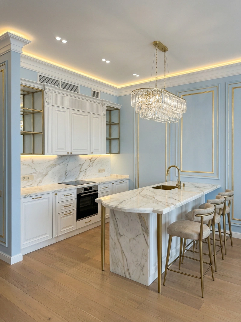 Дизайн интерьера в стиле Неоклассика — Кухня от нейросети RoomGPT