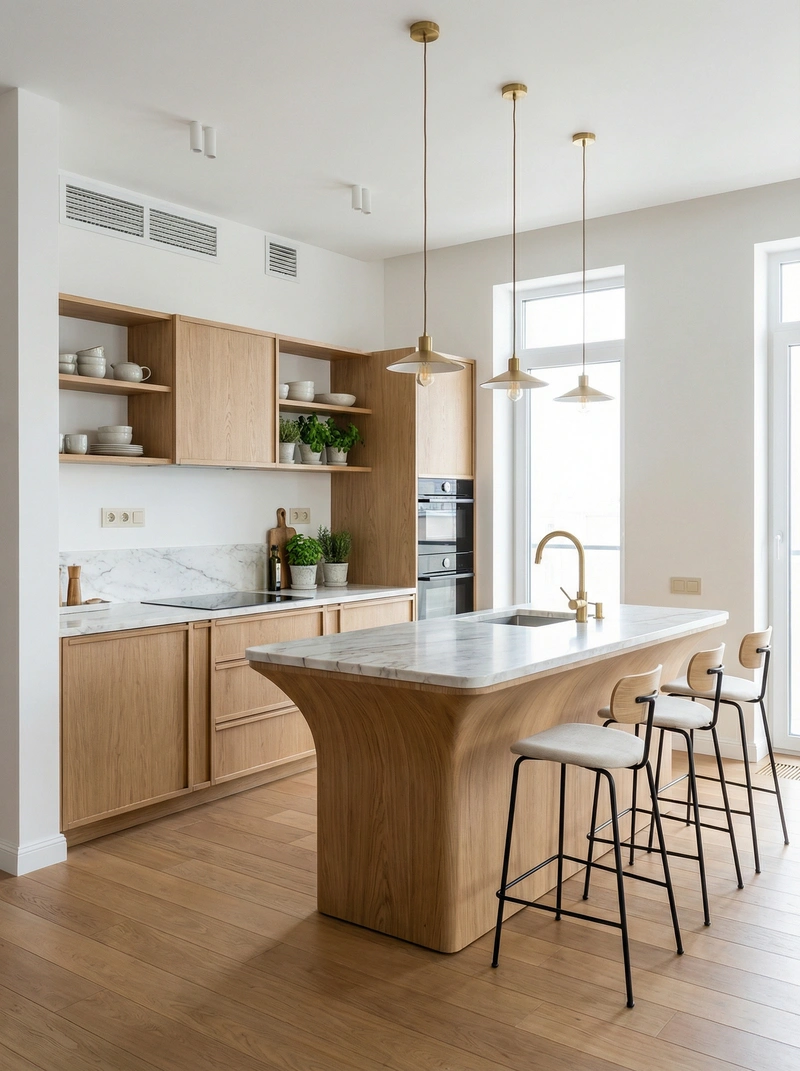 Дизайн интерьера в стиле Сканди — Кухня от нейросети RoomGPT