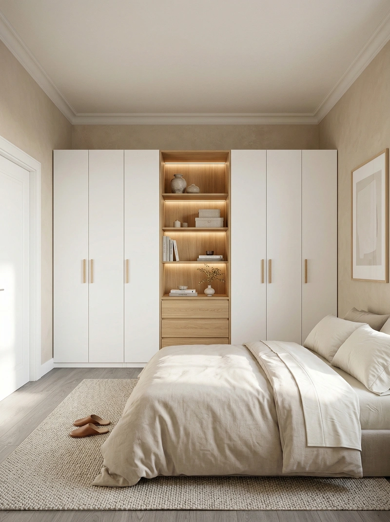 Дизайн спальни в стиле Сканди — фото интерьера от нейросети RoomGPT