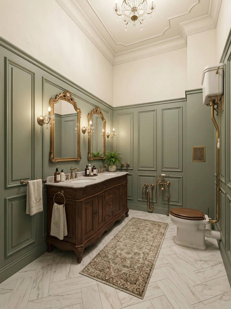 Дизайн интерьера в стиле Классика — Ванная от нейросети RoomGPT