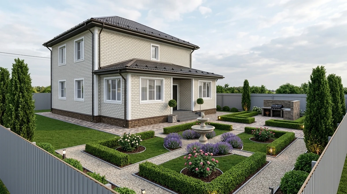 Дизайн участка в стиле Классика — фото участка от нейросети RoomGPT