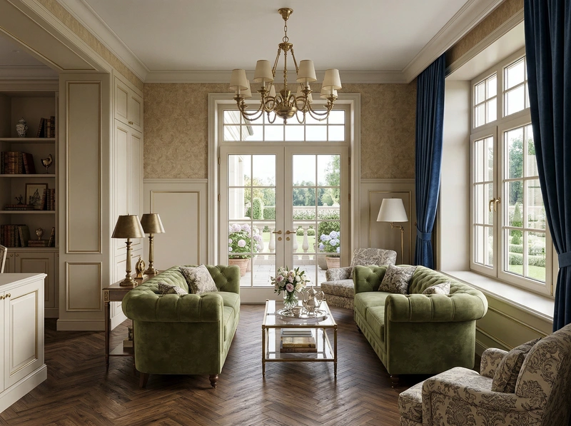Дизайн интерьера в стиле Классика — Гостиная от нейросети RoomGPT