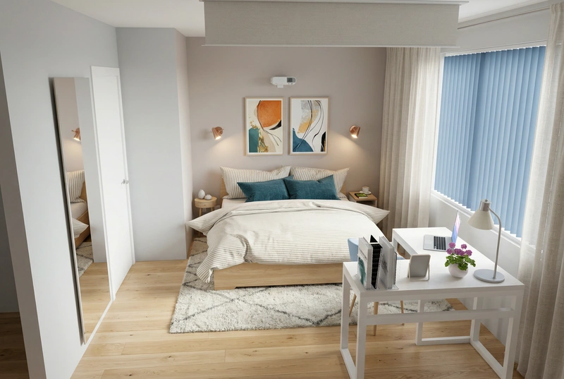 Дизайн интерьера в стиле Сканди — Спальня от нейросети RoomGPT