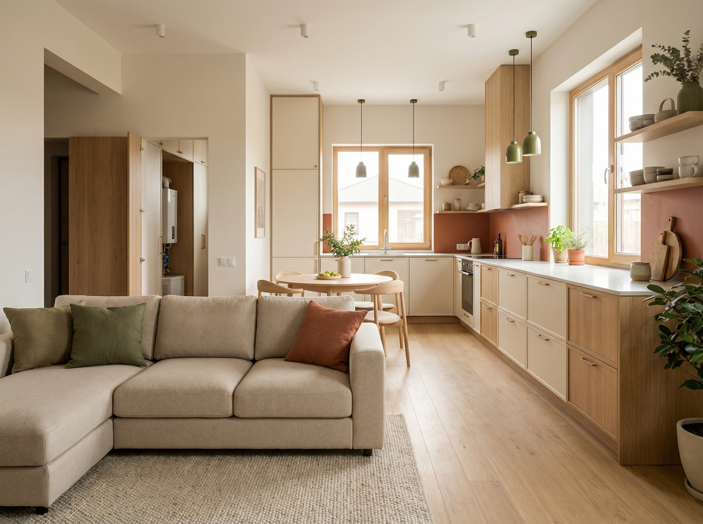 Дизайн кухни в стиле Сканди — фото интерьера от нейросети RoomGPT