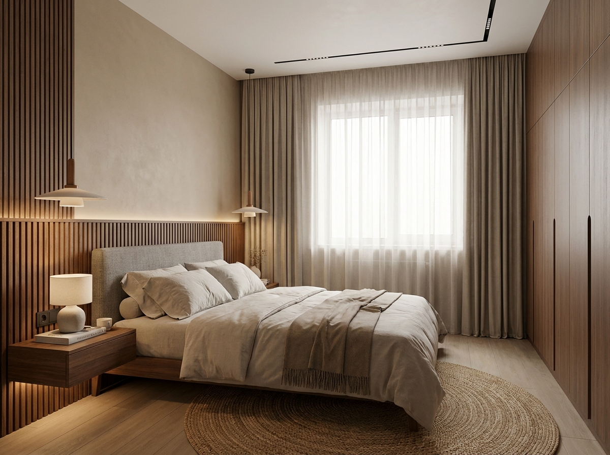 Дизайн спальни в стиле Минимализм — фото интерьера от нейросети RoomGPT