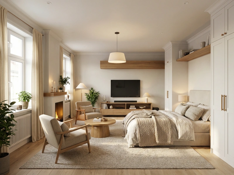 Дизайн интерьера в стиле Хюгге — Спальня от нейросети RoomGPT