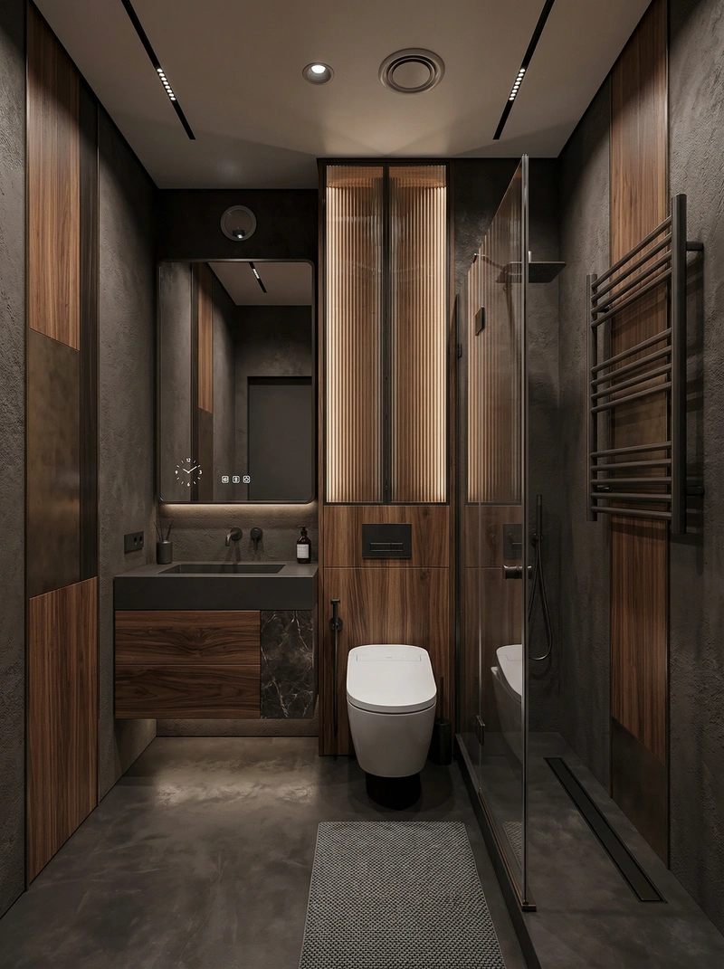 Дизайн интерьера в стиле Блэктэк — Ванная от нейросети RoomGPT